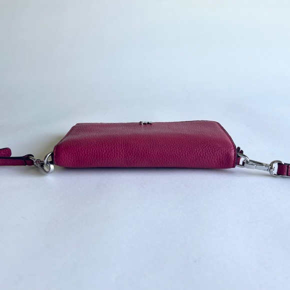 Michael Kors Raspberry Pebble Genuine Leather Crossbody Strap Wallet. - Picture 6 of 13